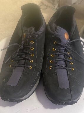 Timberland Black Suede Moccasin-Style Lace Shoes with Gold Eyelets
